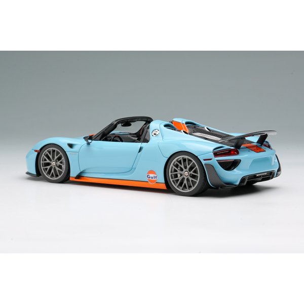 画像3: EIDOLON COLLECTION 1/43 Scale Porsche 918 Spyder Weissach Package 2011 Rear Wing Up Gulf Blue / Orange Stripes (US Spec) Limited 120 pcs.