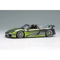 EIDOLON COLLECTION 1/43 Scale Porsche 918 Spyder Weissach Package 2011 Rear Wing Up Meteor Gray Metallic / Acid Green Stripe Limited Edition 80 pcs.