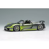 EIDOLON COLLECTION 1/43 Porsche 918 Spyder Weissach Package 2011 Rear Wing Up Meteor Gray Metallic / Acid Green Stripe Limited Edition 80 pcs.