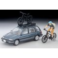 TOMYTEC 1/64 Limited Vintage NEO Honda Civic Shuttle RT X (Blue) 1990 with Figure and Mountain Bike