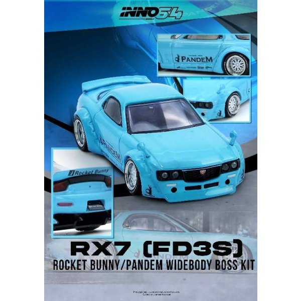 画像4: INNO Models 1/64 Mazda RX-7 (FD3S) "Pandem Rocket Bunny" Tiffany Blue