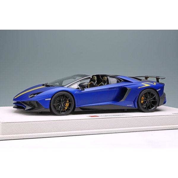 画像1: EIDOLON 1/18 Lamborghini Aventador LP750-4 SV Roadster 2015 Matte Candy Blue / Yellow Stripe Limited 50 pcs.