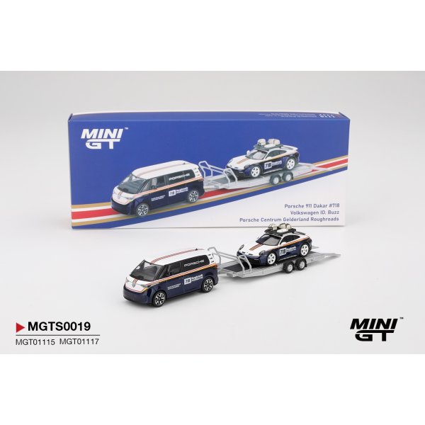 画像1: MINI GT 1/64 Porsche 911 Dakar #718 / Volkswagen ID. Buzz Porsche Centrum Gelderland Roughroads Set