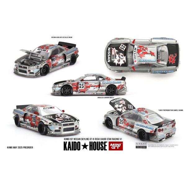画像1: MINI GT 1/64 Nissan Skyline GT-R R34 Kaido Star Racing V1 (RHD)