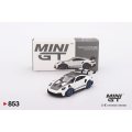 MINI GT 1/64 Porsche 911 (992) GT3 RS Weissach Package White/Indigo Blue (RHD)