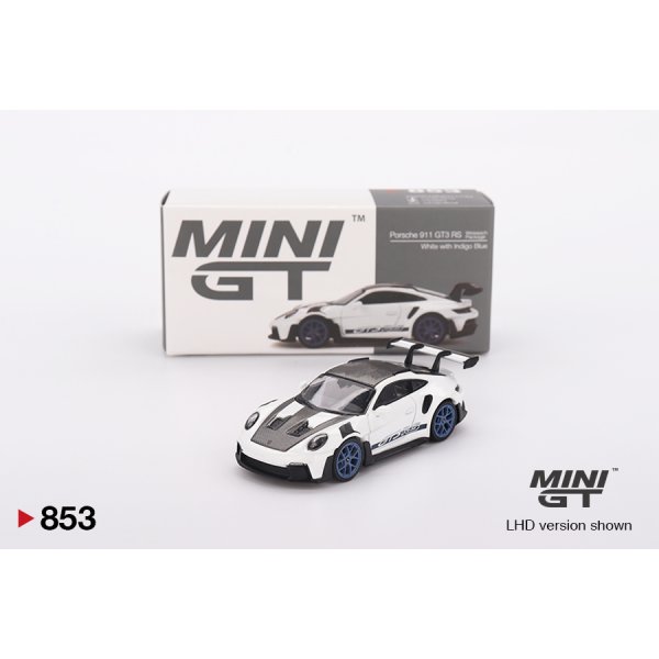 画像1: MINI GT 1/64 Porsche 911 (992) GT3 RS Weissach Package White/Indigo Blue (RHD)