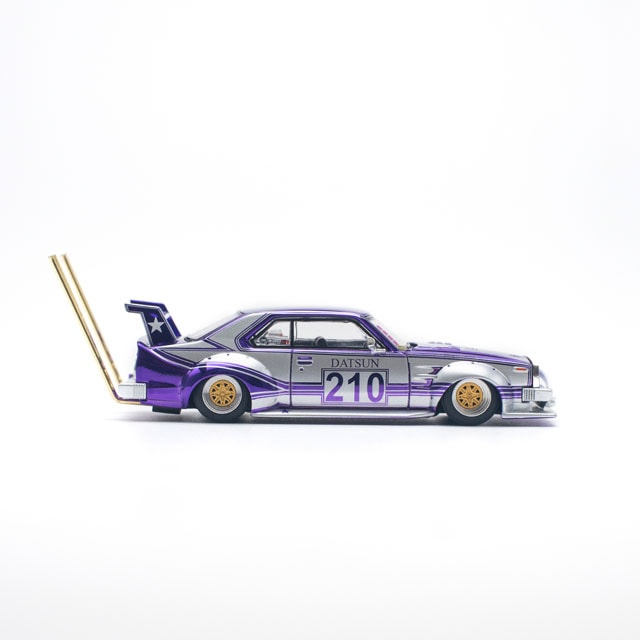 Pop Race C210 Bosozoku Style Purple And Silver Nissan Skyline 1/64 Diecast Car
