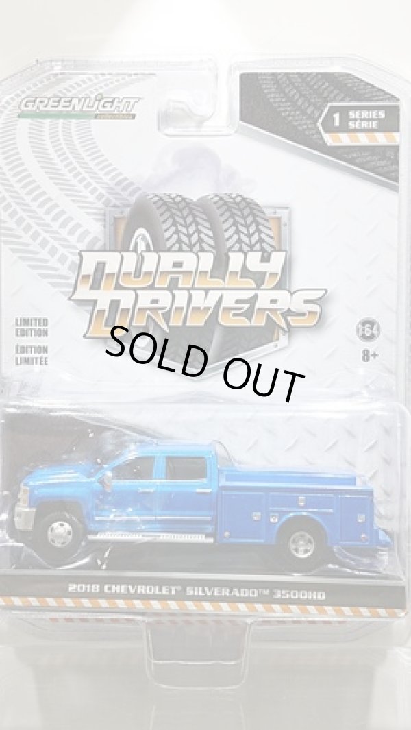 画像1: GREEN LiGHT 1:64 DUALLY DRIVERS Series 1 '18 CHEVROLET SILVERADO 3500 HD (1)