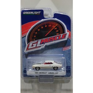 画像: GREEN LiGHT 1/64 GL Muscle Series 23 '69 Chevrolet Camaro Z/28 - Dover White with Black Stripes & Red Interior
