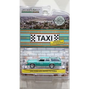 画像: GREEN LiGHT EXCLUSIVE 1/64 1991 Ford LTD Crown Victoria Wagon Rosarito Baja Taxi Teal with White Stripes