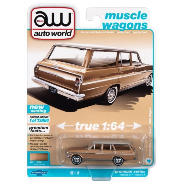 画像1: auto world 1/64 1963 Chevy II 400 Nova Station Wagon Tan / White (1)