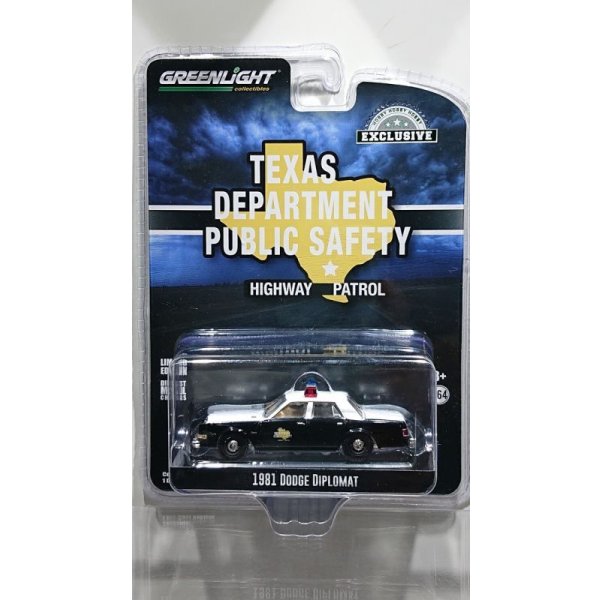 画像1: GREEN LiGHT EXCLUSIVE 1/64 1981 Dodge Diplomat --Texas Department of Public Safety (1)