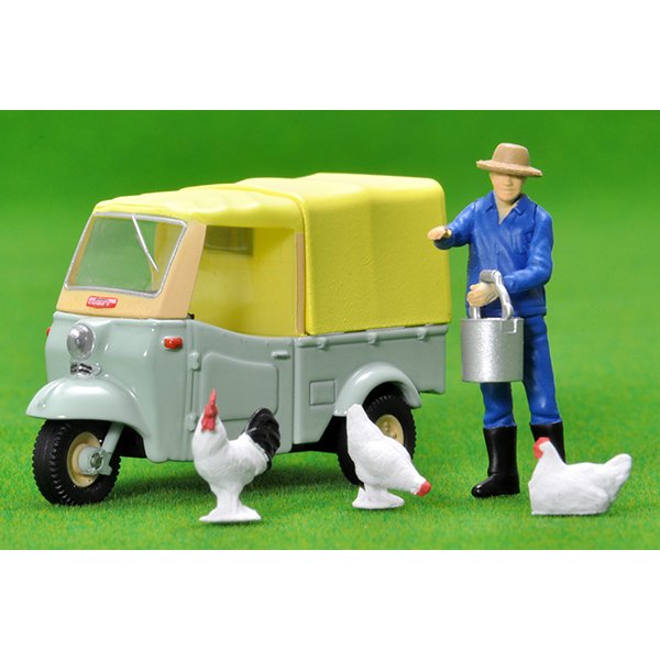 画像7: TOMYTEC 1/64 Limited Vintage Daihatsu Midget (yellowish green / beige) with figure (7)