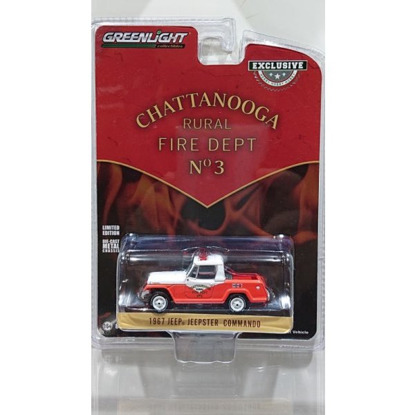 画像1: GREEN LiGHT EXCLUSIVE 1/64 1967 Jeep Jeepster Commando - Chattanooga Rural Fire Dept. No.3 (1)