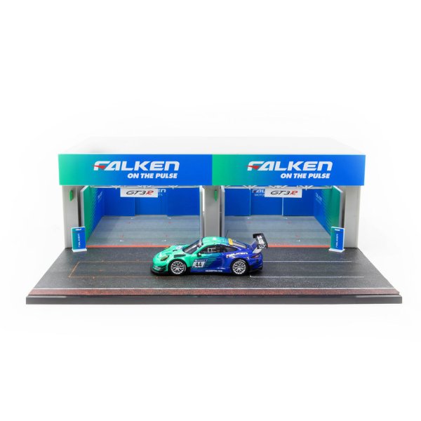 Tarmac Works 1/64 Pit Garage Diorama - FALKEN + Porsche 911