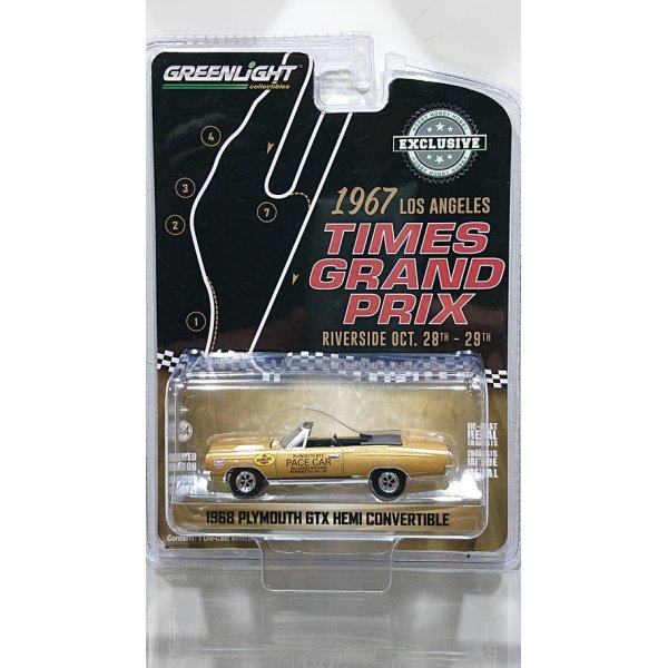 画像1: GREEN LiGHT EXCLUSIVE 1/64 1968 Plymouth GTX 426 HEMI Convertible 1967 Los AngelesTimes GP Pace Car (1)