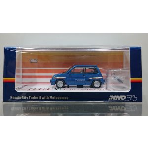 画像: INNO Models 1/64 Honda City Turbo II Blue with Motocompo White