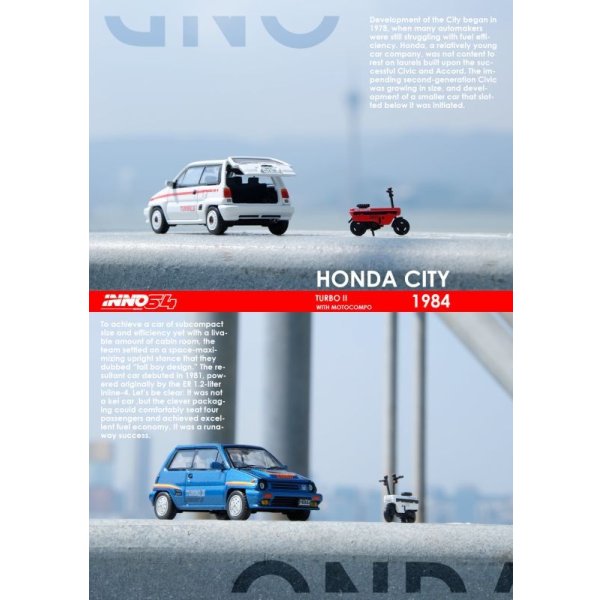 画像4: INNO Models 1/64 Honda City Turbo II Blue with Motocompo White (4)