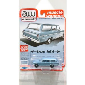 画像: auto world 1/64 1963 Chevy Nova II Station Wagon Silver Blue