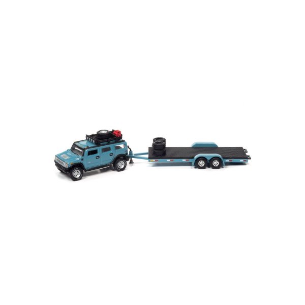画像2: JOHNNY LIGHTNING 1/64 2004 Hummer H2 Ocean Blue & Open Trailer Ocean Blue (2)