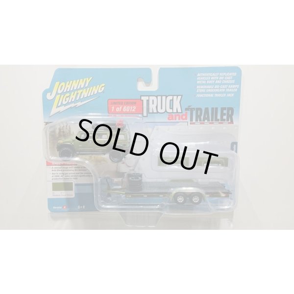 画像1: JOHNNY LIGHTNING 1/64 2004 Hummer H2 Moss Green & Open Trailer Moss Green (1)