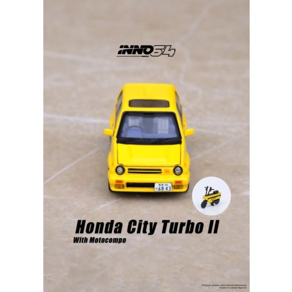 画像3: INNO Models 1/64 Honda City Turbo II Yellow with MOTOCOMPO (3)