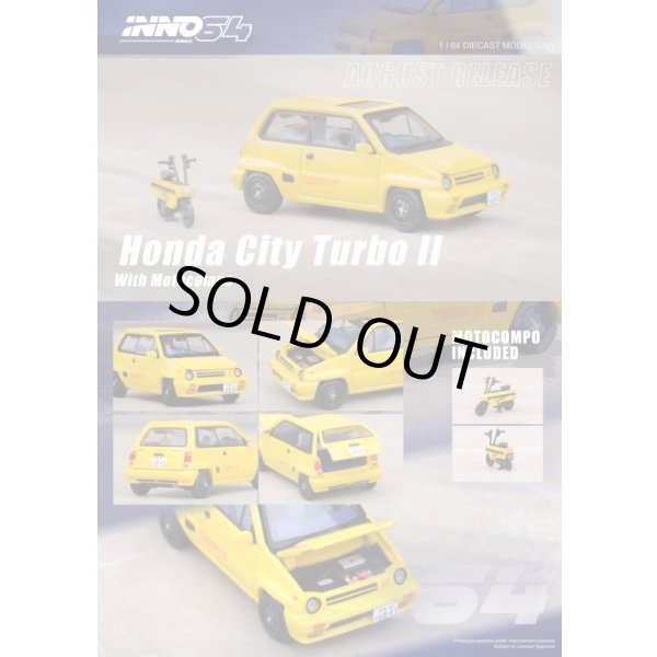 画像2: INNO Models 1/64 Honda City Turbo II Yellow with MOTOCOMPO (2)