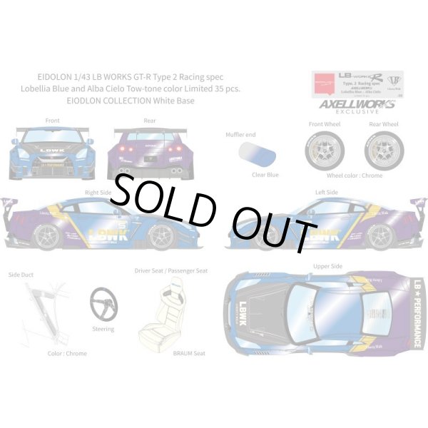 画像13: EIDOLON 1/43 LB WORKS GT-R Type 2 Racing spec Lobellia Blue and Alba Cielo Tow-tone color Limited 35 pcs. (13)