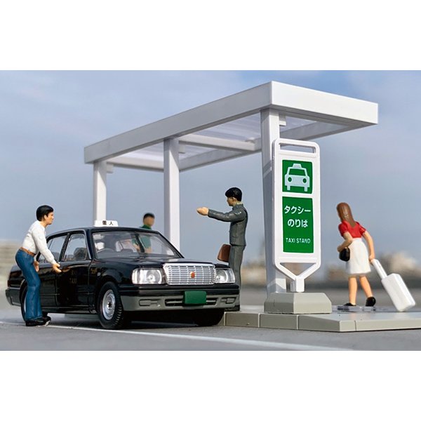 画像1: TOMYTEC 1/64 Diorama Collection 64 # Car Snap 04b Taxi stand (with Toyota Crown Comfort) (1)