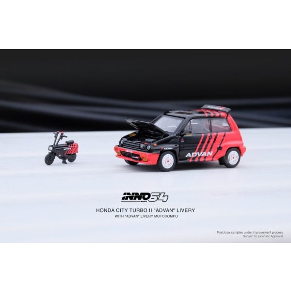 画像2: INNO Models 1/64 Honda City Turbo II "ADVAN" with MOTOCOMPO "ADVAN" (2)