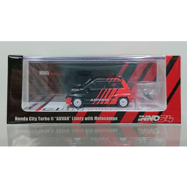 画像1: INNO Models 1/64 Honda City Turbo II "ADVAN" with MOTOCOMPO "ADVAN" (1)