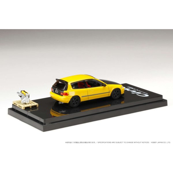 画像4: Hobby JAPAN 1/64 Honda CIVIC Type R (EK9) /Custom Version with Engine Display Model Sunlight Yellow (4)