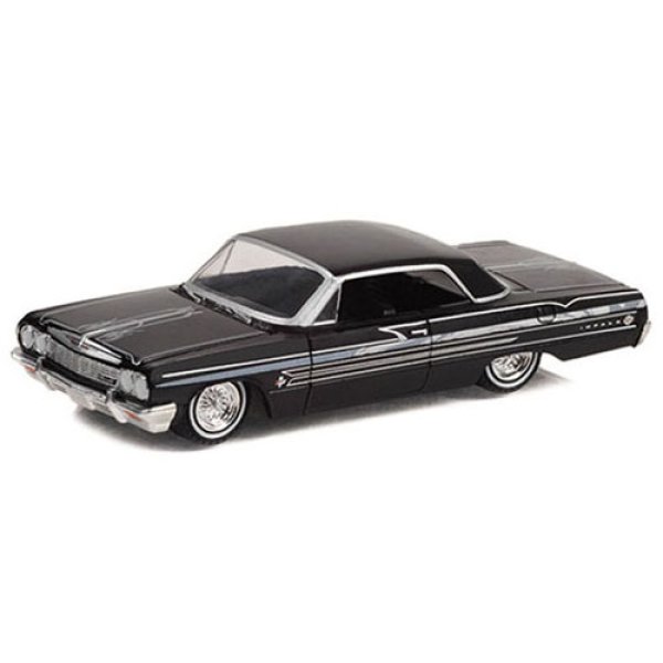 画像2: GREEN Light 1/64 1964 Chevrolet Impala Lowrider Black 北米限定 (2)