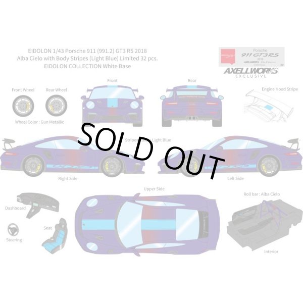 画像13: EIDOLON 1/43 Porsche 911 (991.2) GT3 RS 2018 Alba Cielo with Body Stirpes Limited 32 pcs. (13)