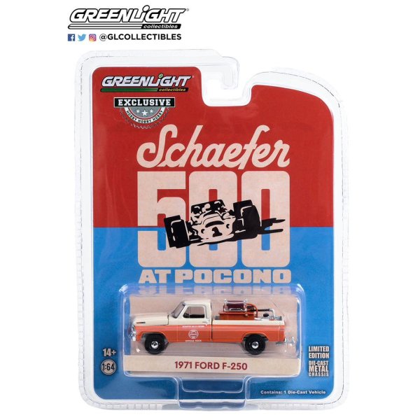 画像1: GREEN LiGHT EXCLUSIVE 1/64 1971 Ford F-250 with Fire Equipment, Hose and Tank 1971 Schaefer 500 at Pocono Official Truck (1)