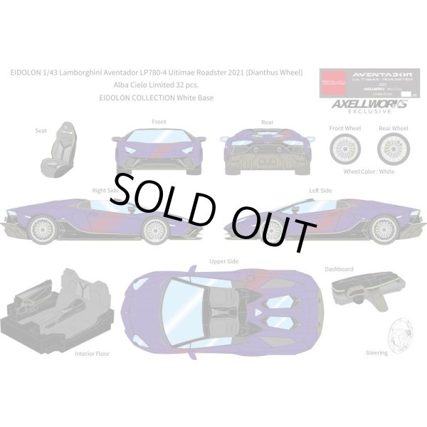 画像13: EIDOLON 1/43 Lamborghini Aventador LP780-4 Ultimae Roadster 2021 (Dianthus Wheel) Alba Cielo Limited 32 pcs. (13)