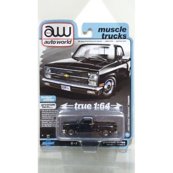 画像1: auto world 1/64 1983 Chevy Silverado Stepside Lowdown Gloss Black (1)
