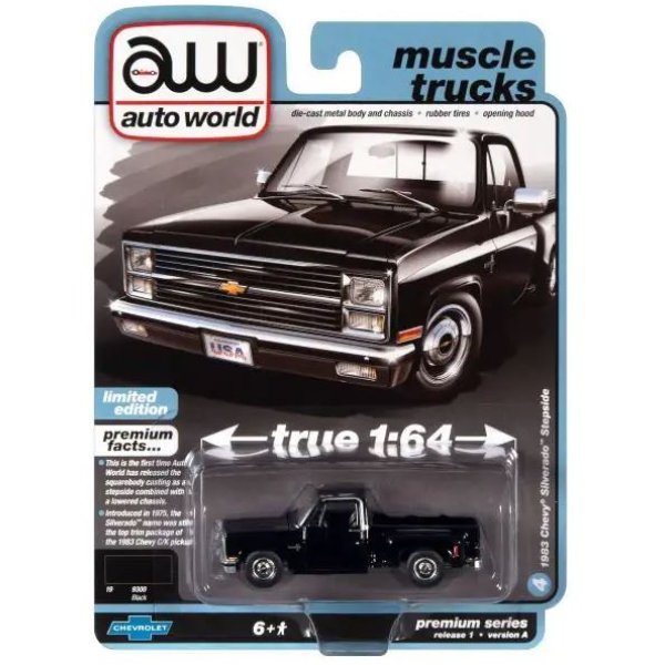 画像4: auto world 1/64 1983 Chevy Silverado Stepside Lowdown Gloss Black (4)