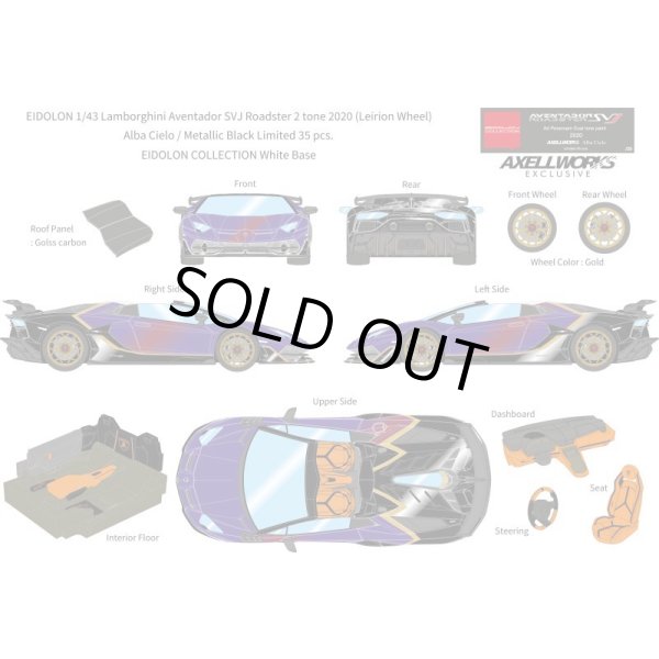 画像13: EIDOLON 1/43 Lamborghini Aventador SVJ Roadster 2020 2 tone paint Alba Cielo / Metallic Black Limited 35 pcs. (13)