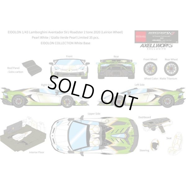 画像13: EIDOLON 1/43 Lamborghini Aventador SVJ Roadster 2020 2 tone paint Pearl White / Giallo Verde Pearl Limited 35 pcs. (13)
