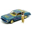 画像2: JOHNNY LIGHTNING 1/64 1978 Chevy Monte Carlo Lowrider Blue with Lowrider Enthusiast Figure (2)