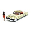 画像2: JOHNNY LIGHTNING 1/64 1958 Chevy Impala Lowrider Beige with Lowrider Enthusiast Figure (2)