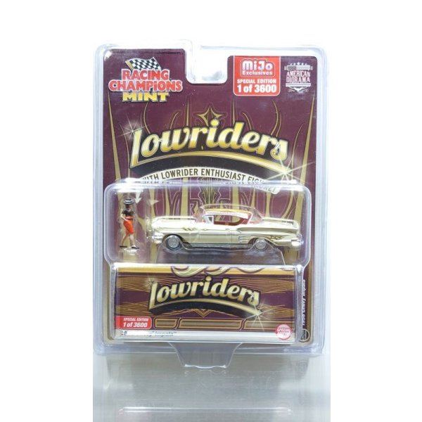 画像1: JOHNNY LIGHTNING 1/64 1958 Chevy Impala Lowrider Beige with Lowrider Enthusiast Figure (1)