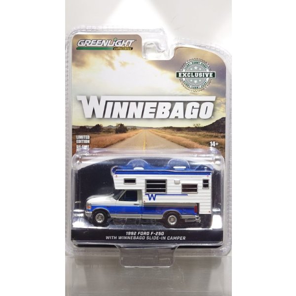 画像2: GREEN LiGHT EXCLUSIVE 1/64 1992 Ford F-250 Long Bed with Winnebago Slide-In Camper - Medium Silver Metallic and Bright (2)