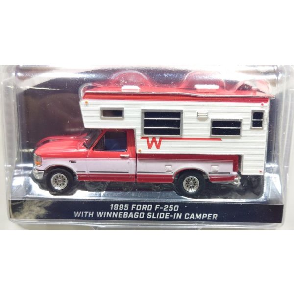 画像3: GREEN LiGHT EXCLUSIVE 1/64 1995 Ford F-250 Long Bed with Winnebago Slide-In Camper - Bright Red and Oxford White (3)