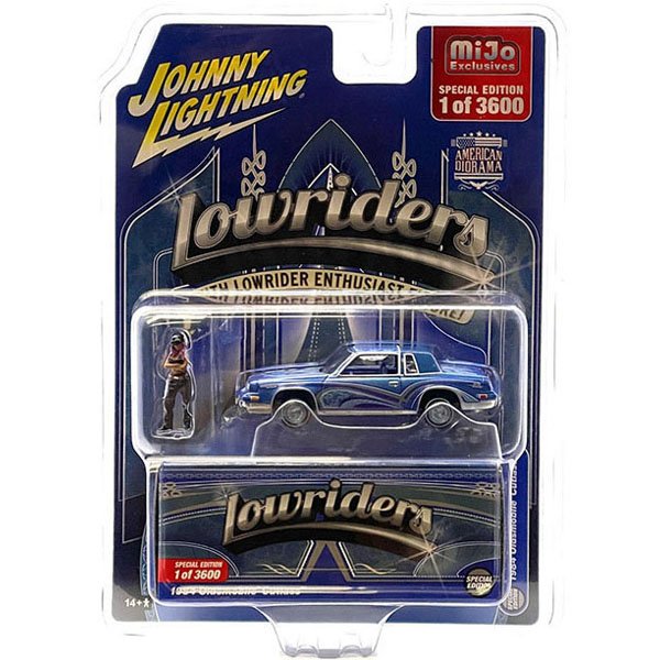 画像1: JOHNNY LIGHTNING 1/64 1984 Oldsmobile Cutlass Lowrider Blue with Lowrider Enthusiast Figure (1)