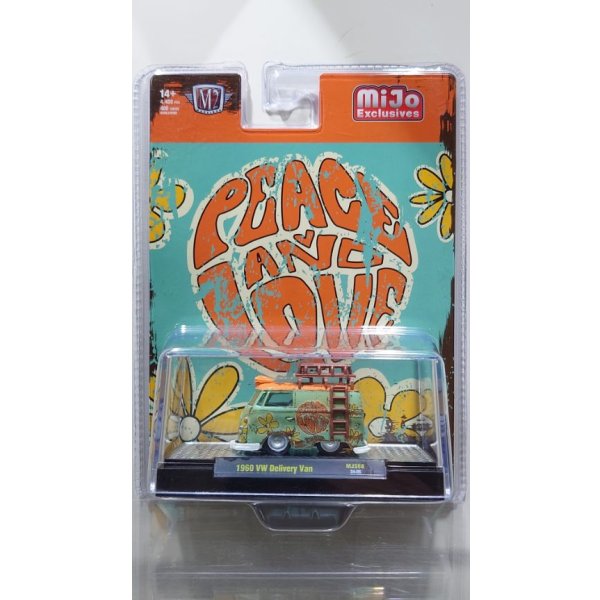 画像1: M2 Machines 1/64 1960 Volkswagen Delivery Van Peace & Love Green/Orange (1)