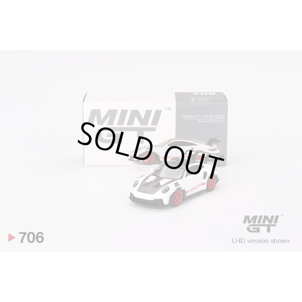 画像1: MINI GT 1/64 Porsche 911 (992) GT3 RS Weissach Package White w/Pyro Red (RHD) (1)