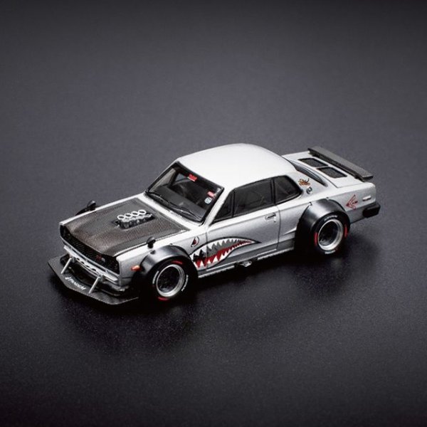 画像2: POP RACE x Enigma 1/64 Skyline GT-R V8 Drift (Hakosuka) Metallic Silver (2)