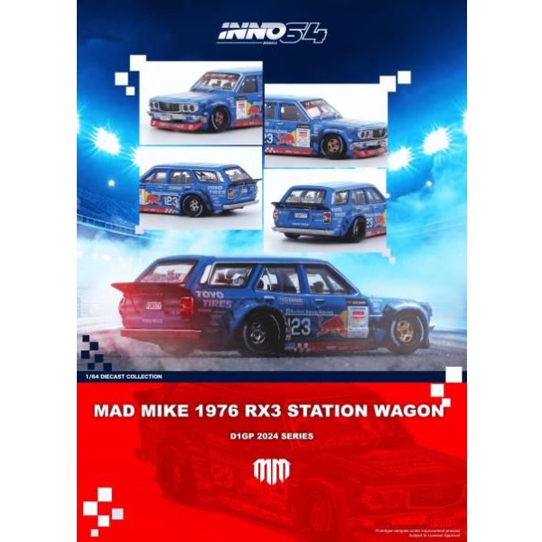画像4: INNO Model 1/64 Mazda RX3 Station Wagon 1976 2024 D1 Grand Prix Mad Mike (M. Whiddett) (4)